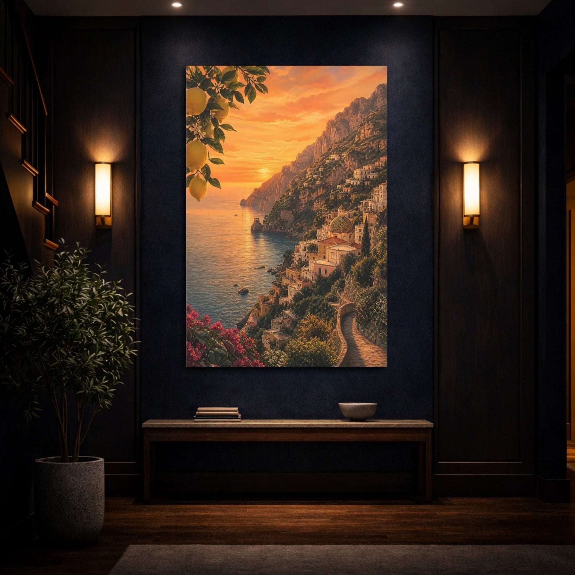 Soft Expressionist Scenery With Muted Movement Canvas Print – Mediterranean Living Room, Above Couch - YesArtYes