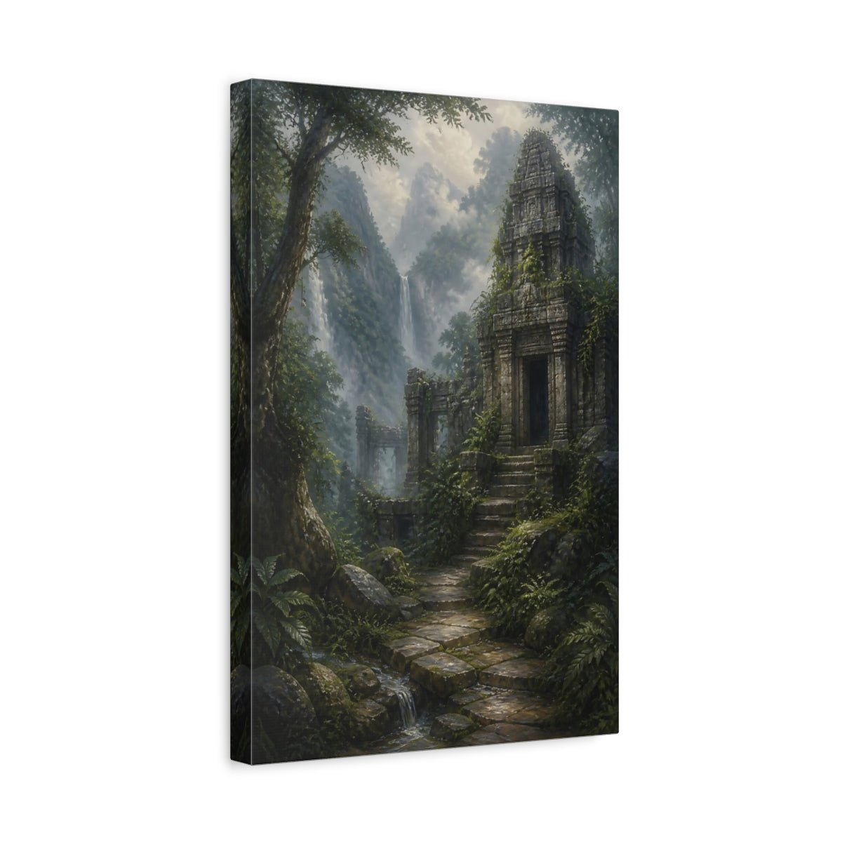 Soft Foggy Forest Oil Study Ancient Canvas Print – Realistic Living Room, Above Sofa - YesArtYes