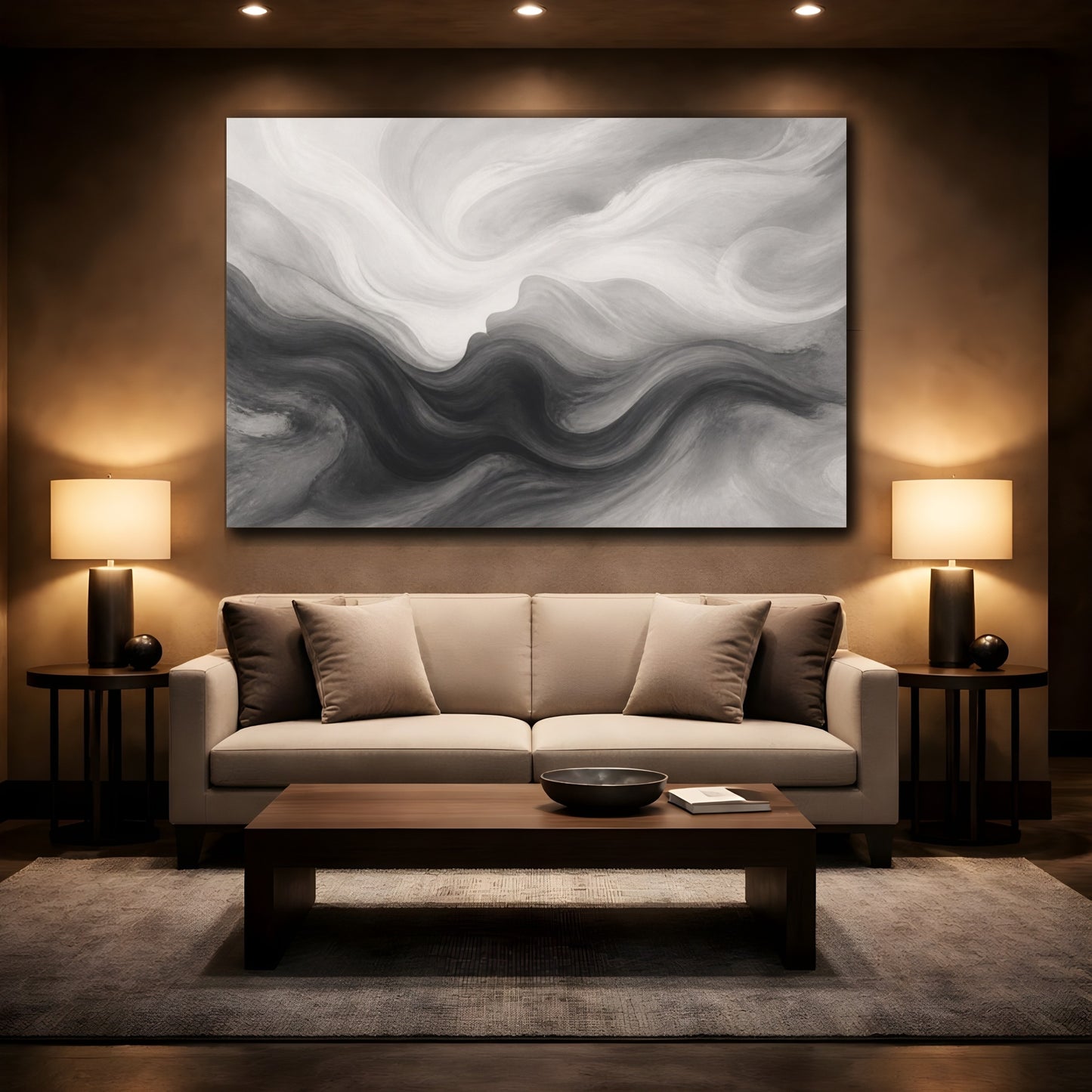 Mockup 2. Soft Horizon Silhouette shown as canvas print