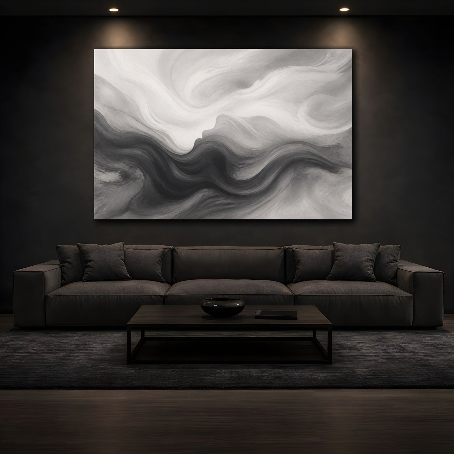 Mockup 3. Soft Horizon Silhouette shown as canvas print