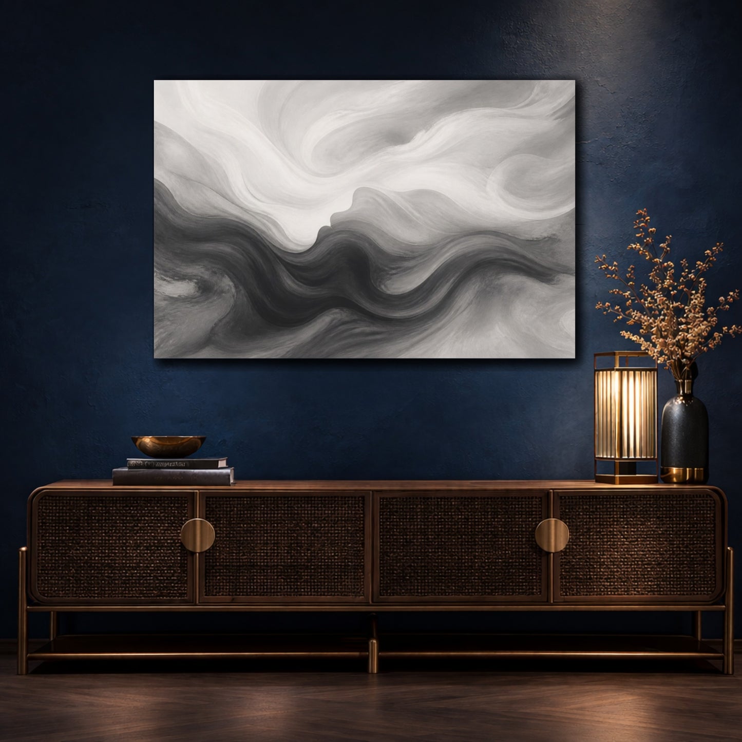 Mockup 4. Soft Horizon Silhouette shown as canvas print
