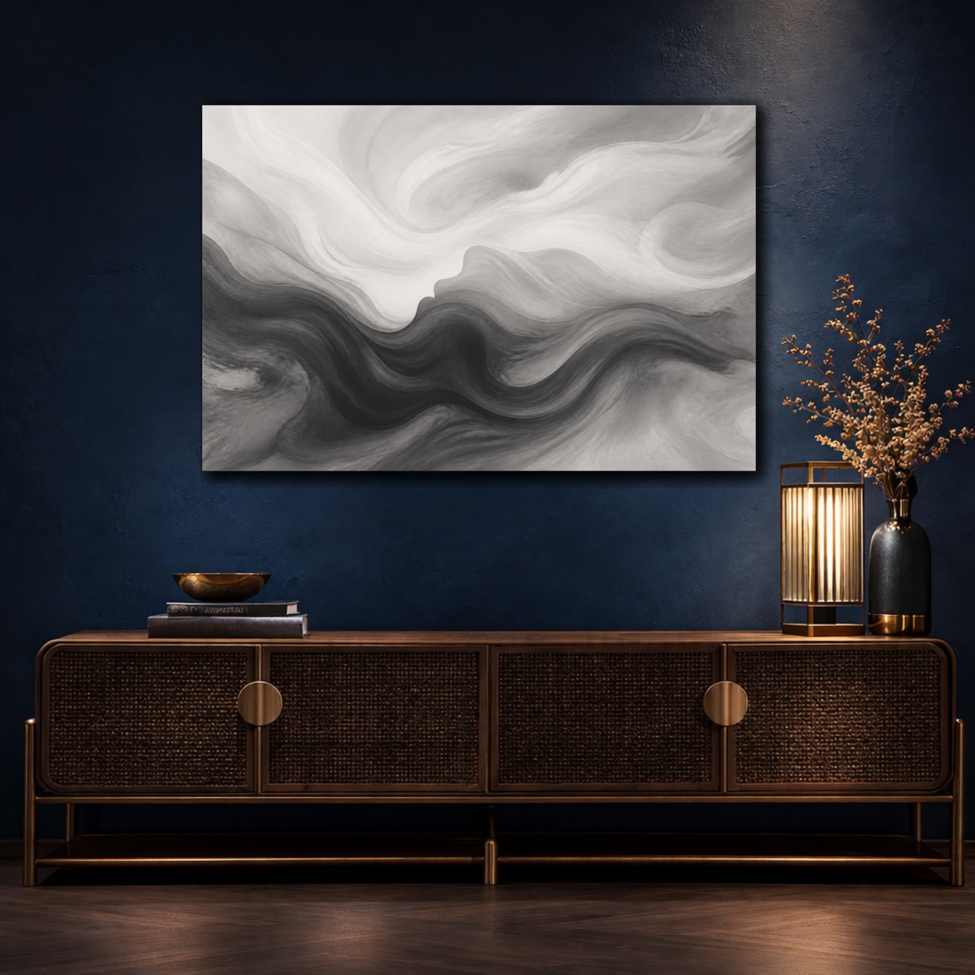 Mockup 4. Soft Horizon Silhouette shown as canvas print