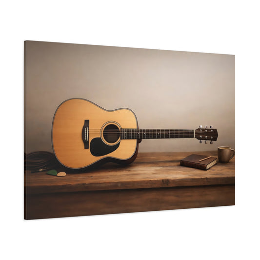 Soft Matte Acoustic Guitar shown as stretched canvas wall art