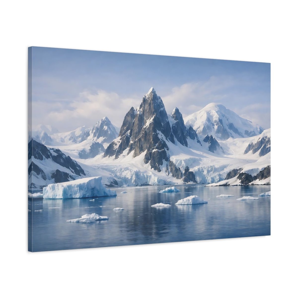 Soft Matte Antarctic Mountains Snowy Nature - Canvas Wall Art Print - YesArtYes