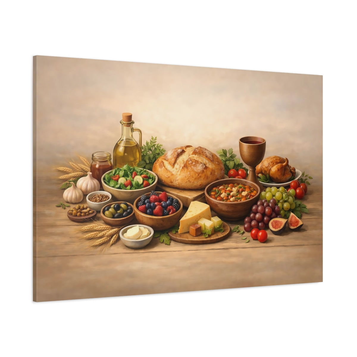 Soft Matte Bless Food shown as stretched canvas wall art