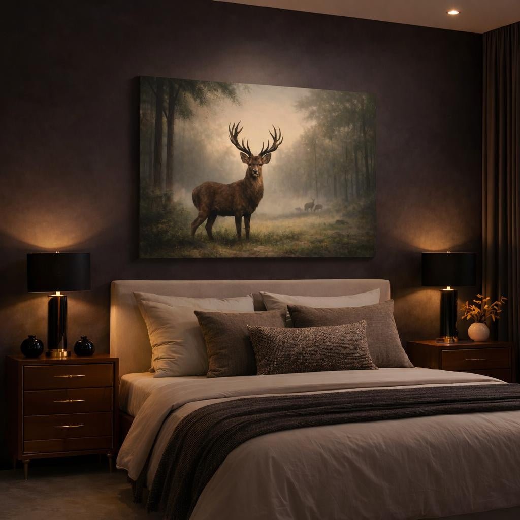 Soft Matte Deer Forest Stag Nature - Canvas Wall Art Print - YesArtYes