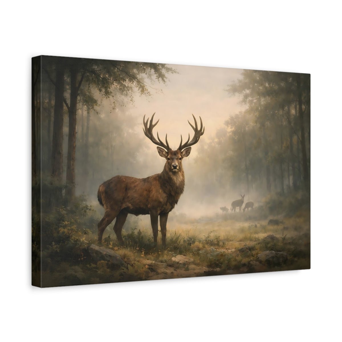Soft Matte Deer Forest Stag Nature - Canvas Wall Art Print - YesArtYes