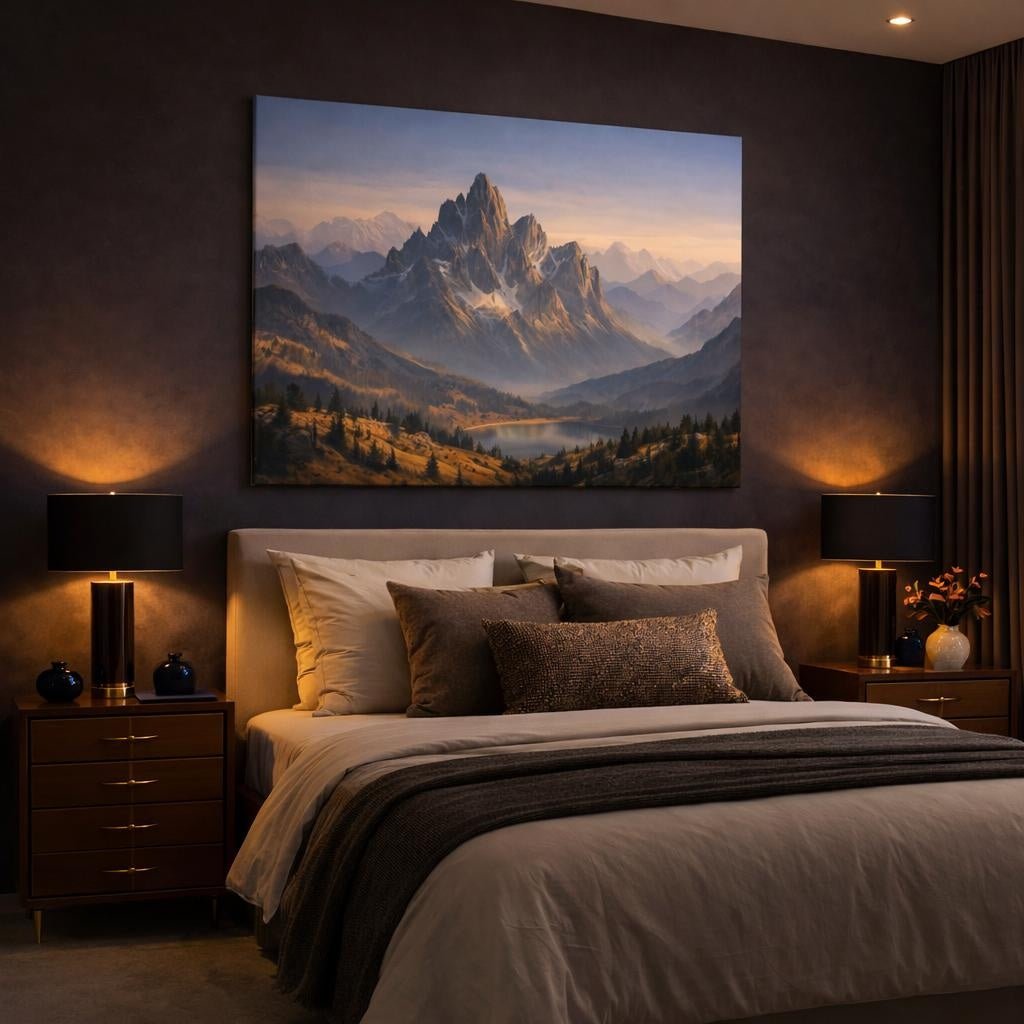Soft Matte Mountain Range Landscape Nature - Canvas Wall Art Print - YesArtYes