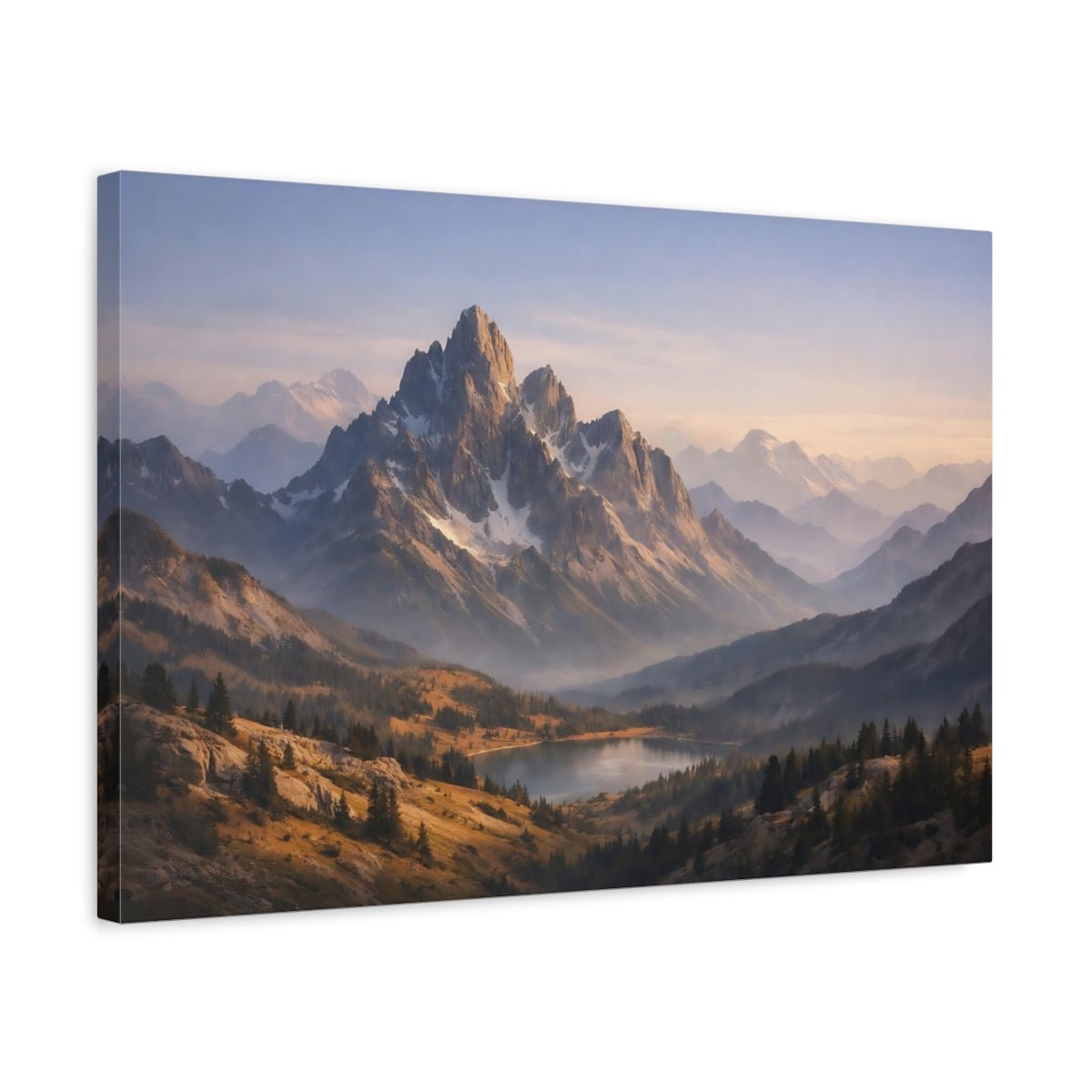 Soft Matte Mountain Range Landscape Nature - Canvas Wall Art Print - YesArtYes