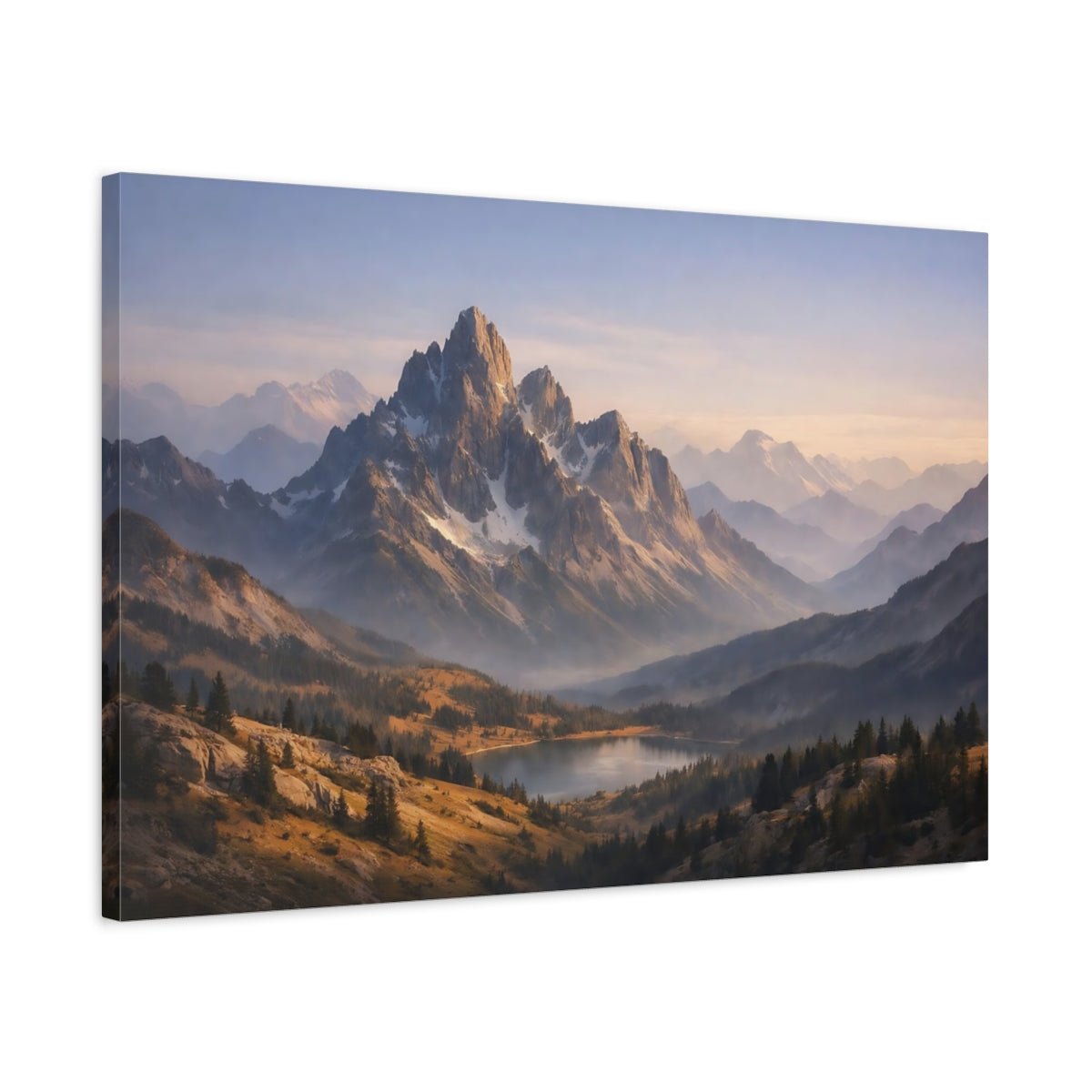 Soft Matte Mountain Range Landscape Nature - Canvas Wall Art Print - YesArtYes