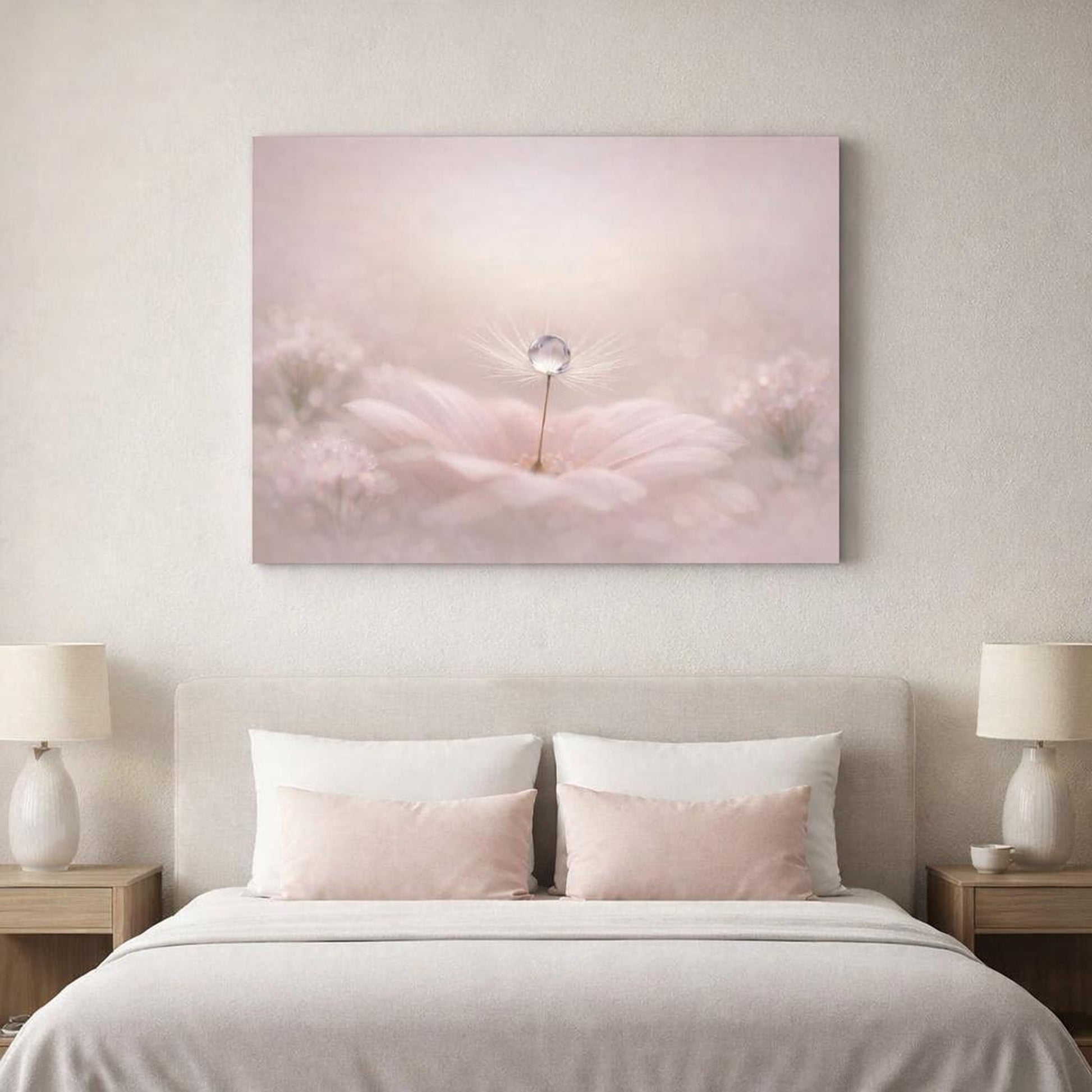 Soft Matte Neutral Texture shown as canvas wall art in a refined dining room
