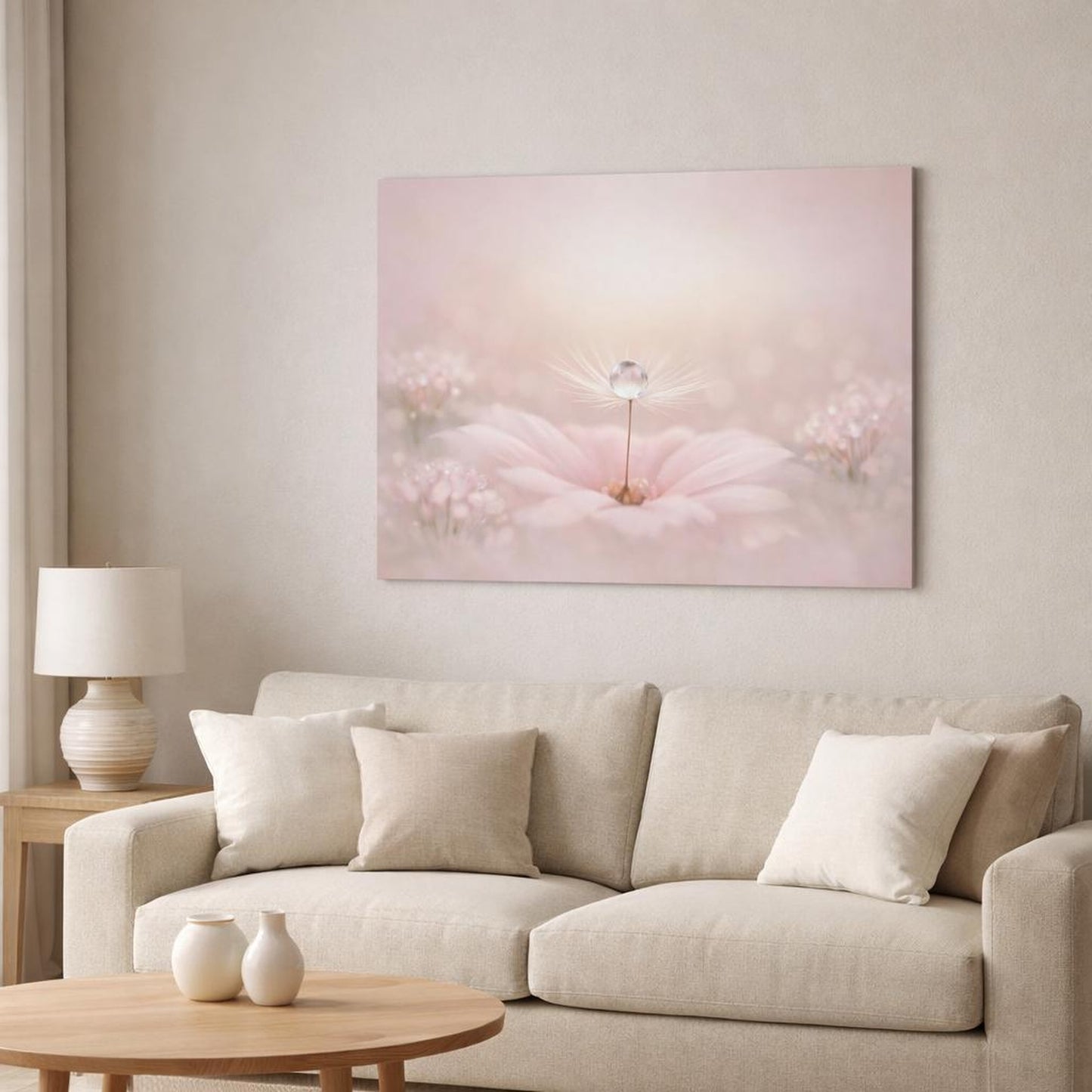 Soft Matte Neutral Texture shown as canvas wall art in a modern living room