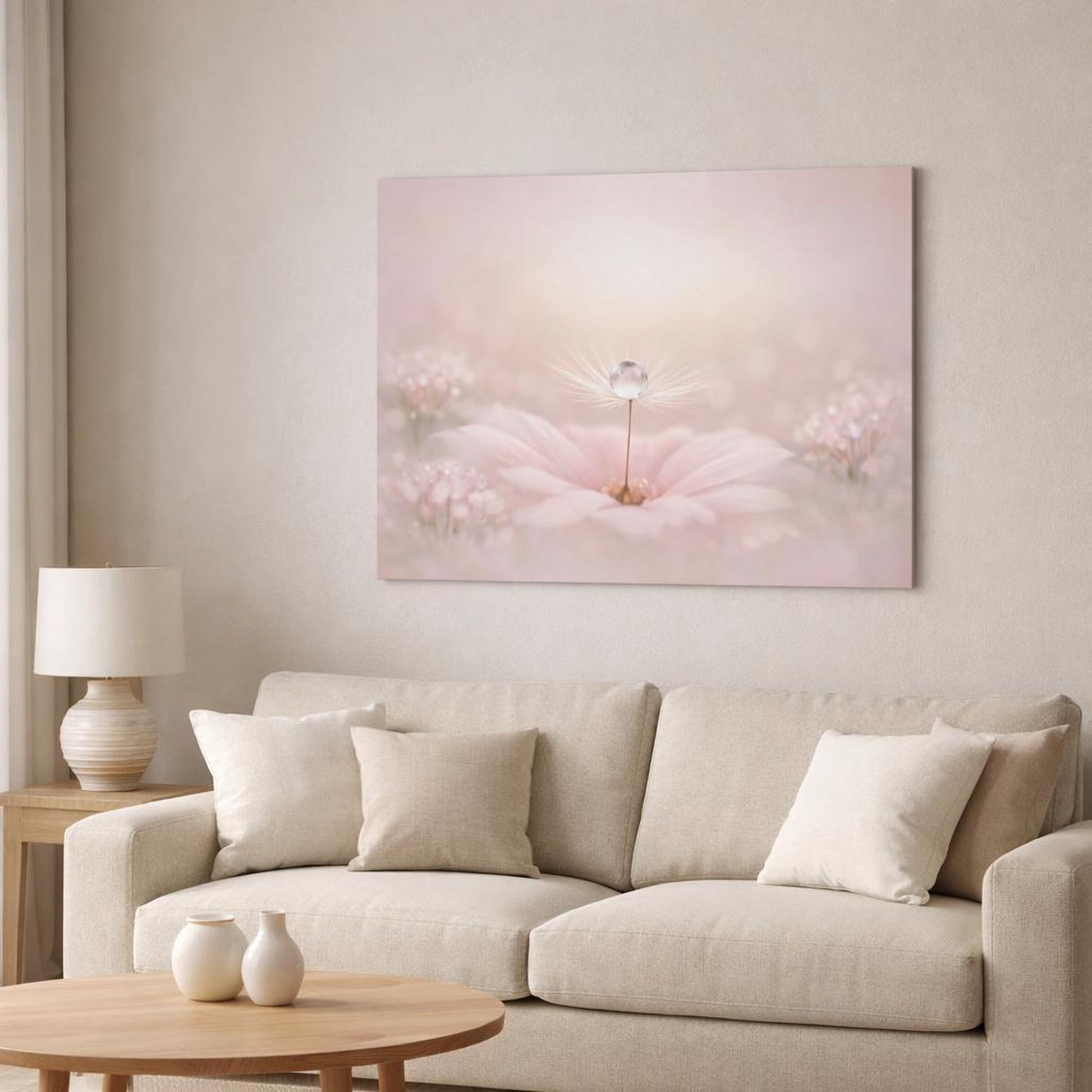Soft Matte Neutral Texture shown as canvas wall art in a modern living room