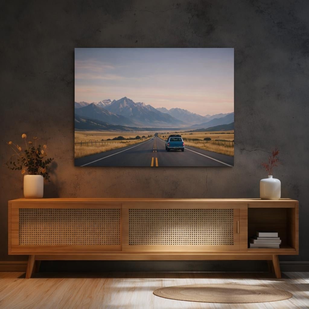 Soft Matte Road Trip Highway Nature - Canvas Wall Art Print - YesArtYes