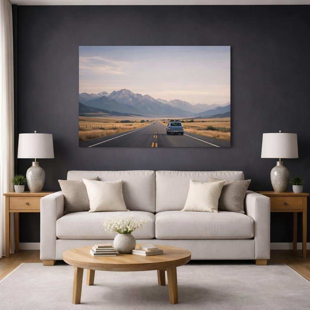 Soft Matte Road Trip Highway Nature - Canvas Wall Art Print - YesArtYes