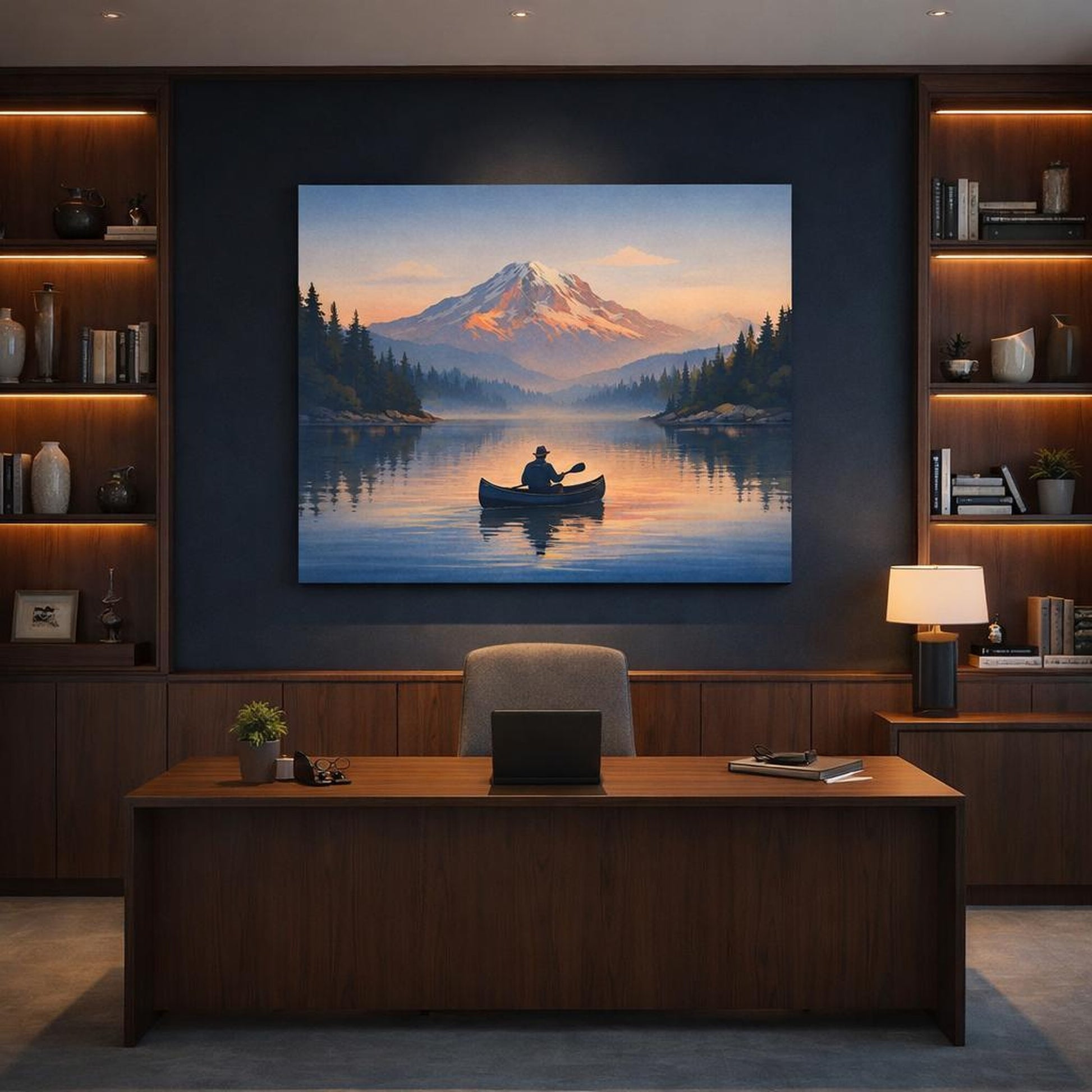 Soft Matte Travel Posters shown as canvas wall art in a refined dining room