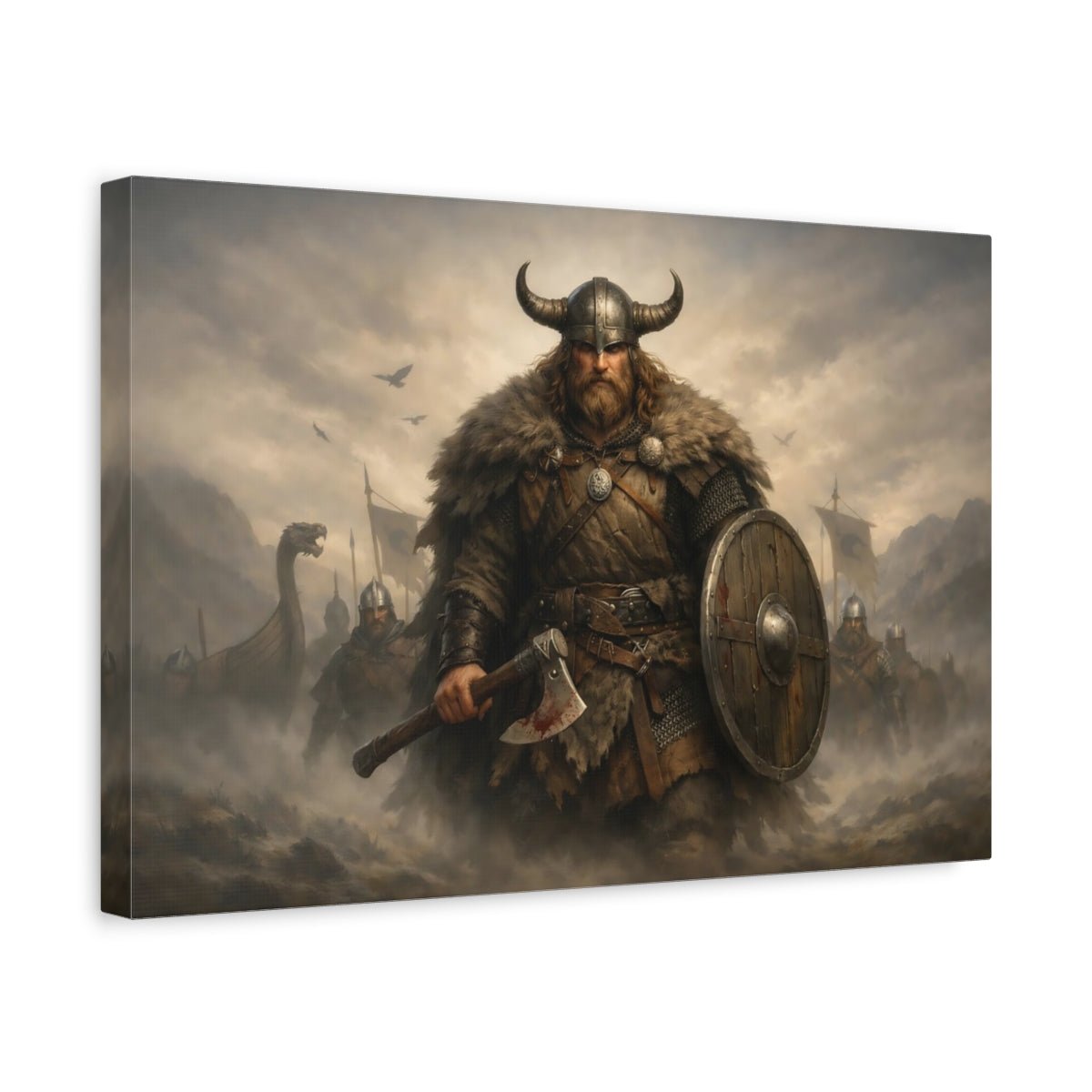 Soft Matte Viking Warrior Vintage - Canvas Wall Art Print - YesArtYes