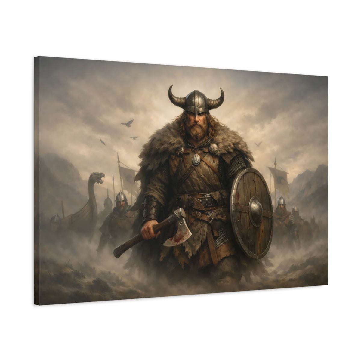 Soft Matte Viking Warrior Vintage - Canvas Wall Art Print - YesArtYes