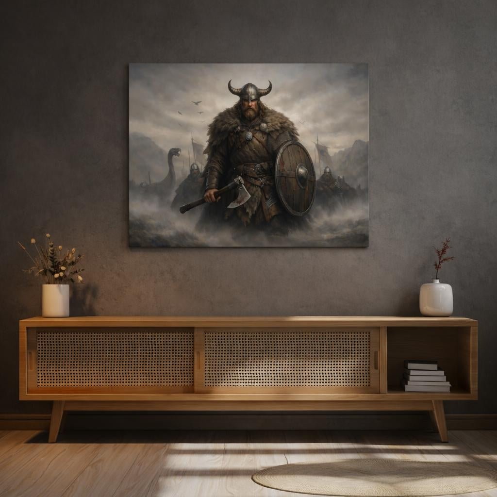 Soft Matte Viking Warrior Vintage - Canvas Wall Art Print - YesArtYes