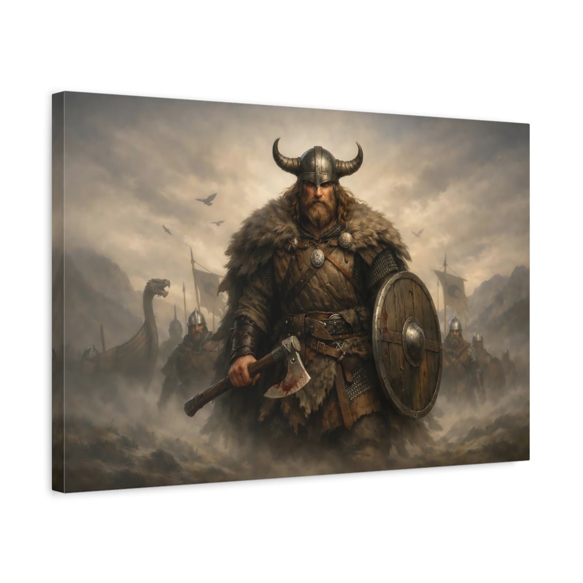 Soft Matte Viking Warrior Vintage - Canvas Wall Art Print - YesArtYes