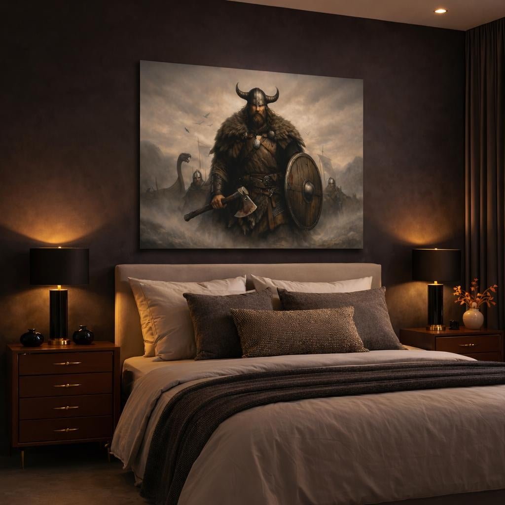 Soft Matte Viking Warrior Vintage - Canvas Wall Art Print - YesArtYes
