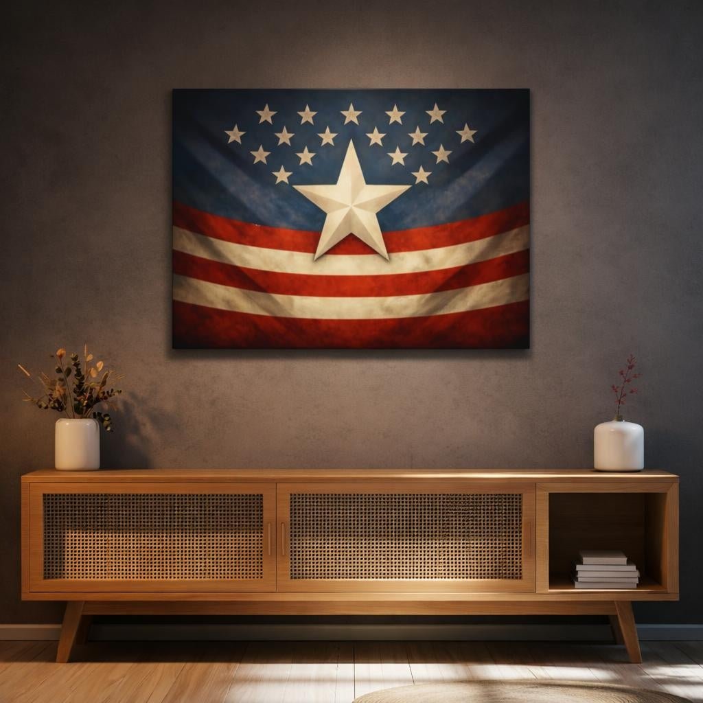 Soft Matte Vintage Flag American - Canvas Wall Art Print - YesArtYes