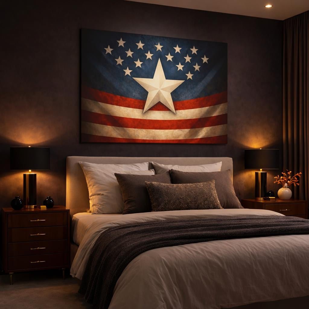 Soft Matte Vintage Flag American - Canvas Wall Art Print - YesArtYes