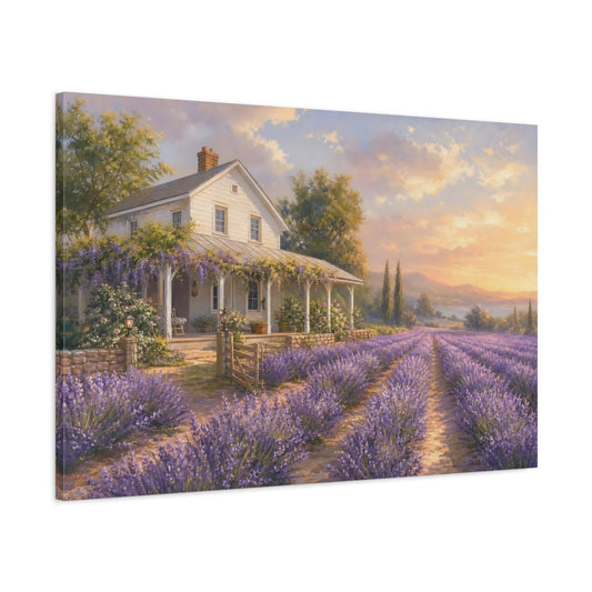 Soft Pastel Painting White Farmhouse Beside Canvas Print – Living Room, Above Sofa - YesArtYes