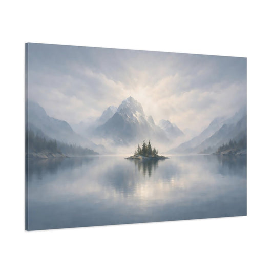 Soft Plaster Mountain Lake Nature - Canvas Wall Art Print - YesArtYes