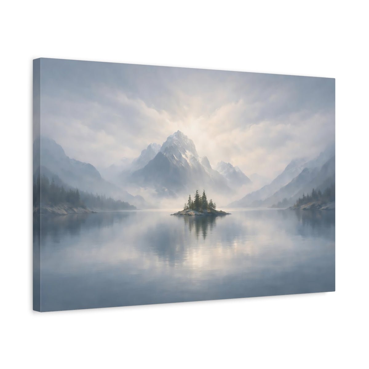 Soft Plaster Mountain Lake Nature - Canvas Wall Art Print - YesArtYes
