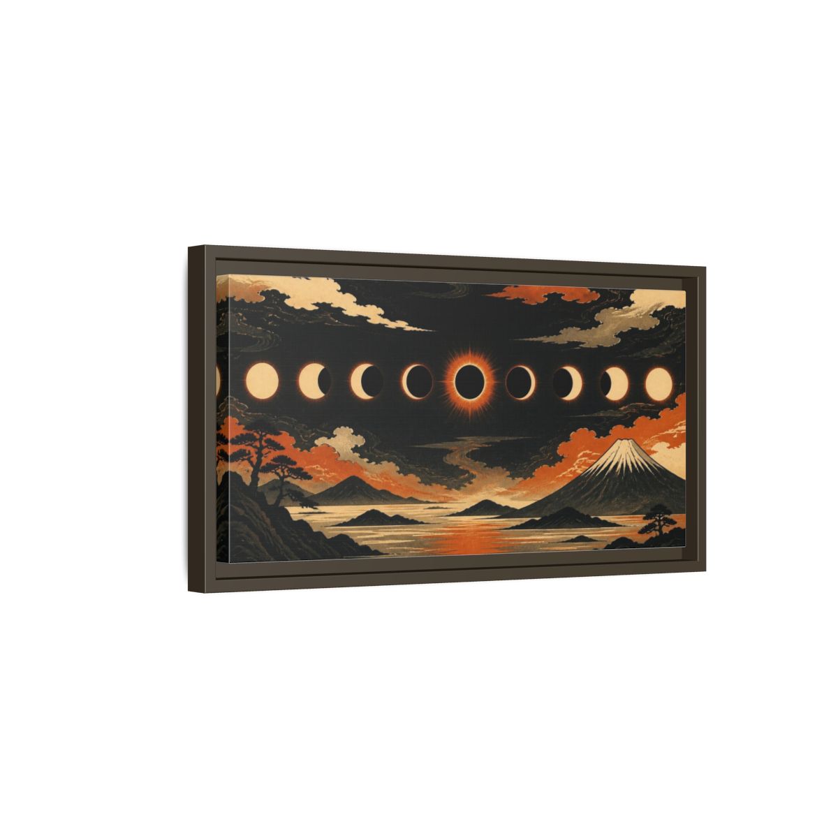 Side Mockup 7. Solar Eclipse Over Mountain Range shown as framed canvas print