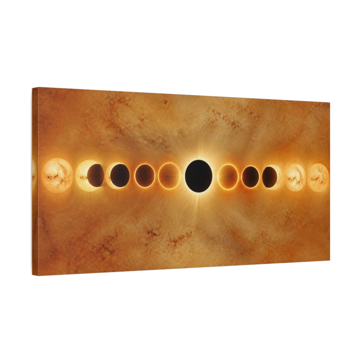 Side Mockup 1. Solar Eclipse With Sunspots shown as canvas print