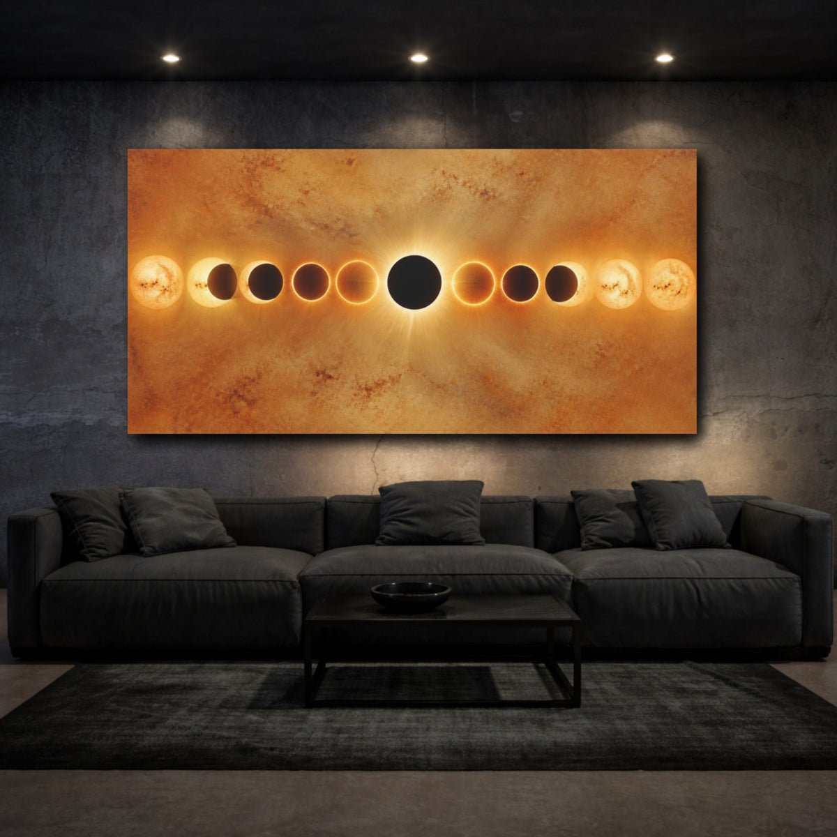 Mockup 3. Solar Eclipse With Sunspots shown as canvas print