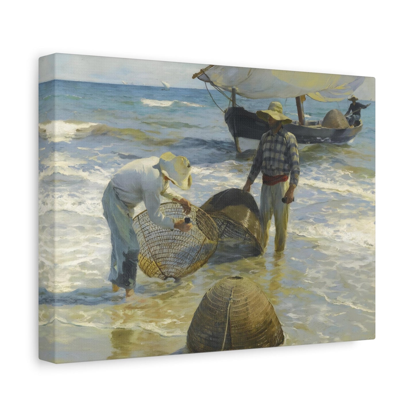 Sorolla Canvas Wall Art Print - Valencian Fishermen Reproduction - YesArtYes