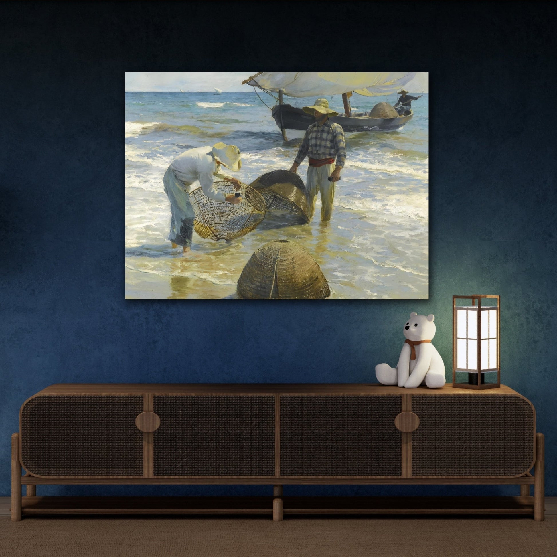 Sorolla Canvas Wall Art Print - Valencian Fishermen Reproduction - YesArtYes