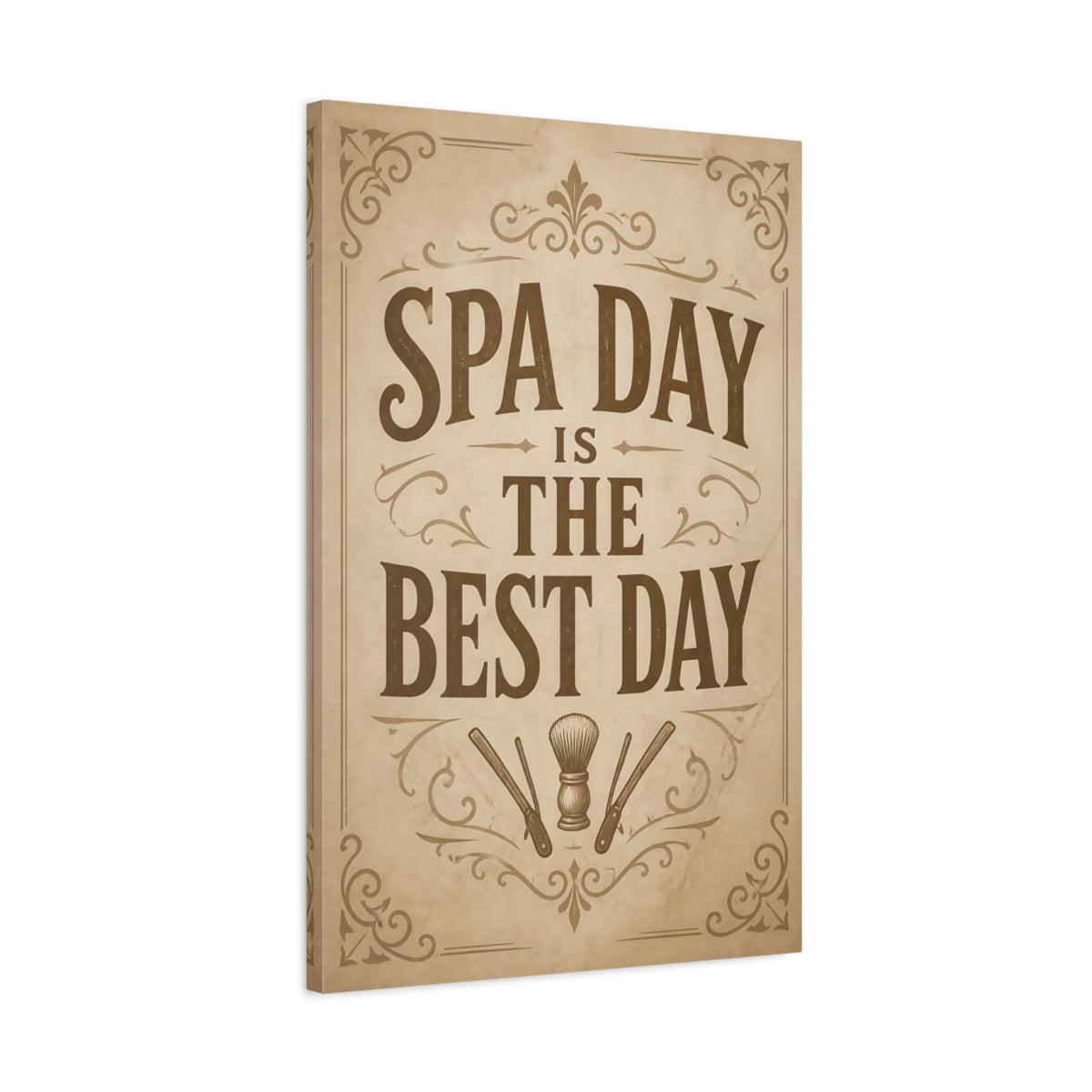 Side Mockup 2. Spa Day Quote shown as canvas print