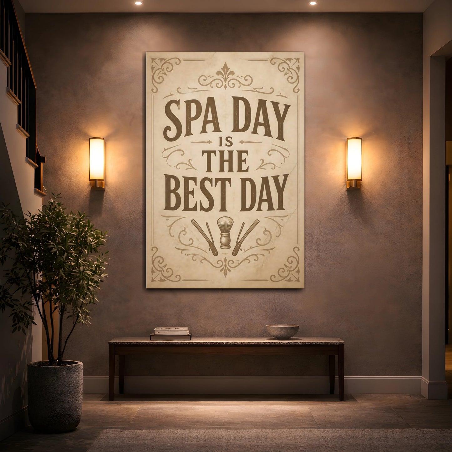 Mockup 2. Spa Day Quote shown as canvas print