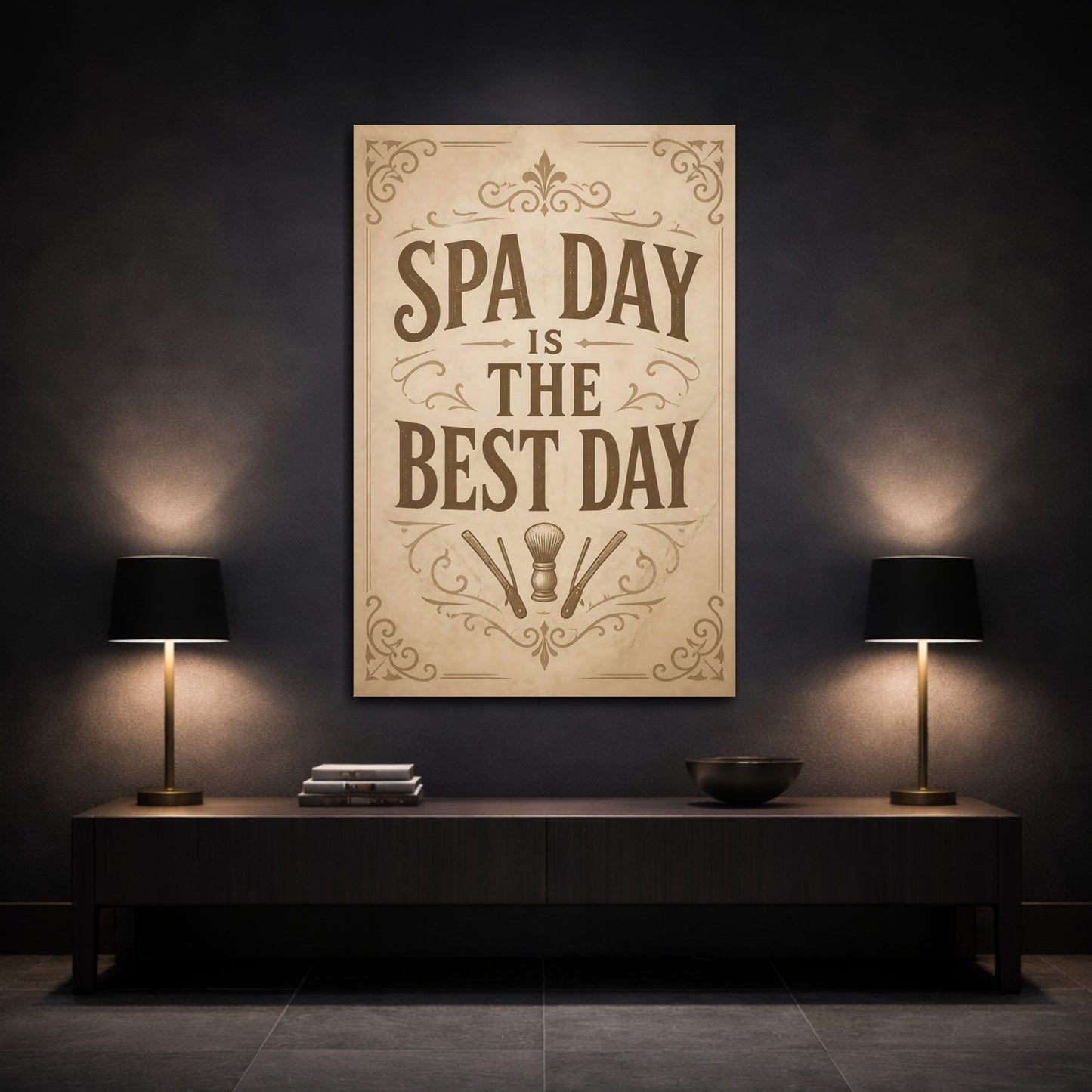 Mockup 3. Spa Day Quote shown as canvas print
