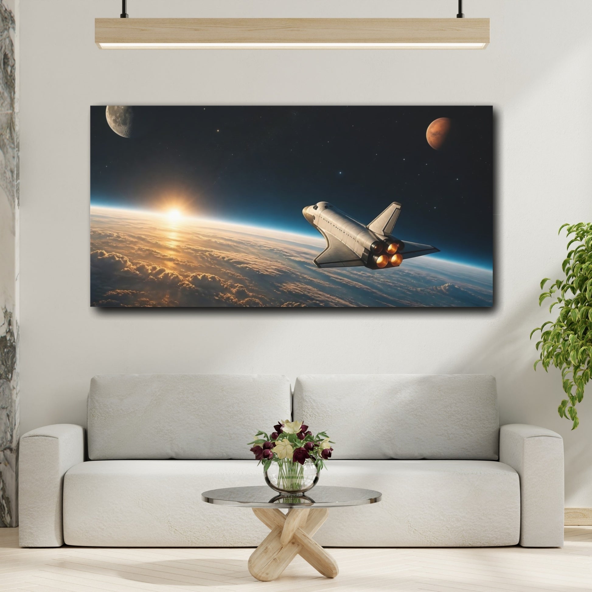 Mockup 2. Space Shuttle Over Earth shown as canvas print