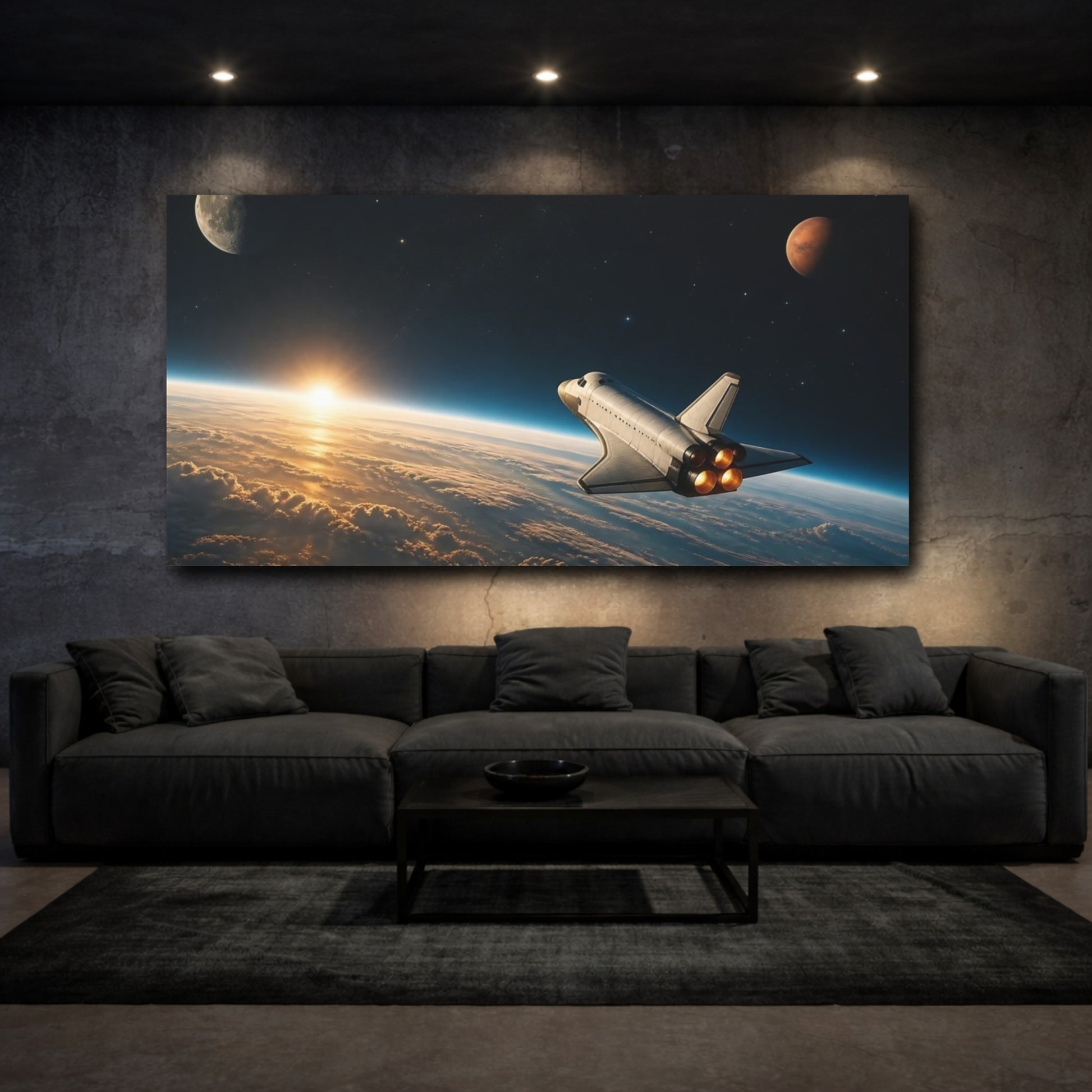 Mockup 3. Space Shuttle Over Earth shown as canvas print