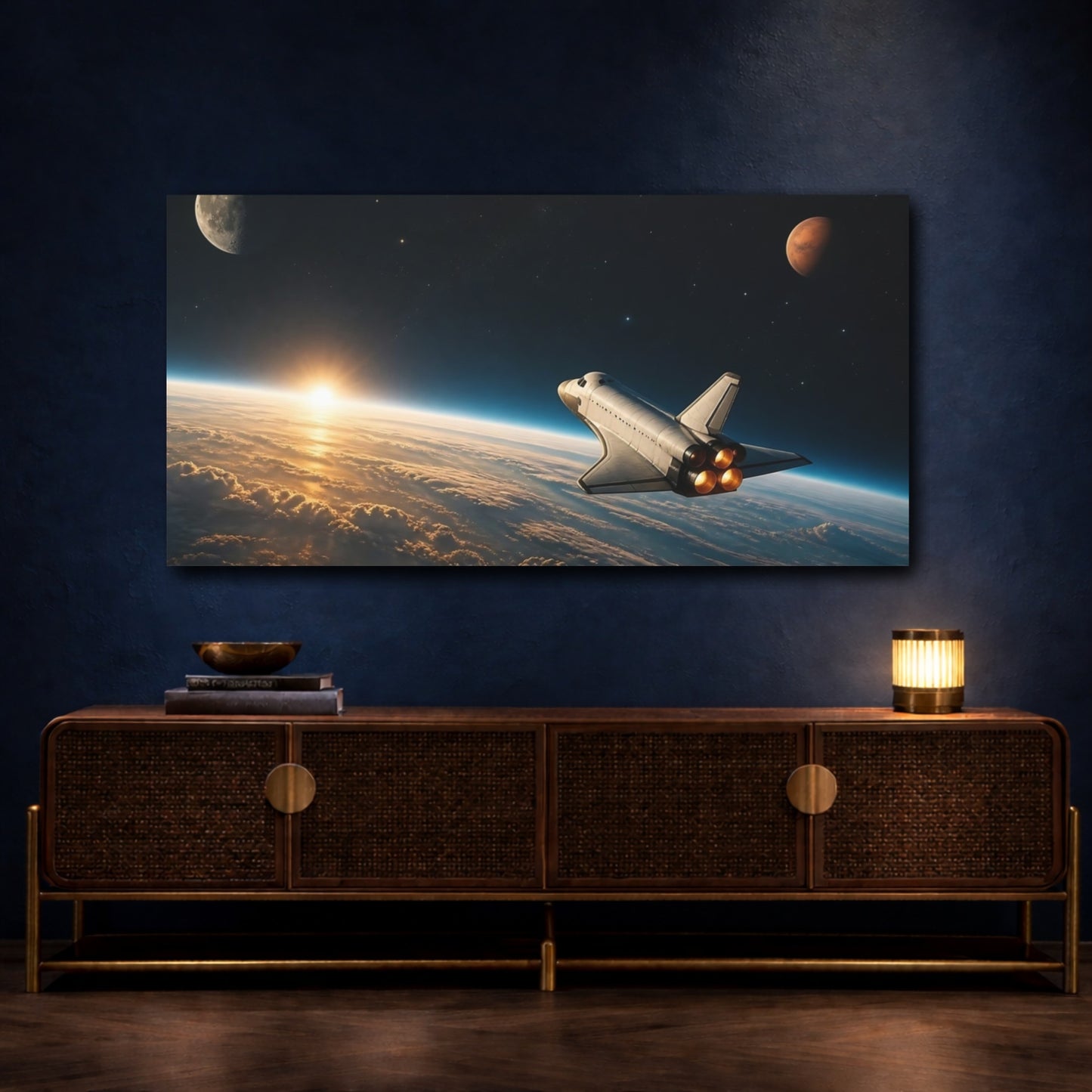 Mockup 4. Space Shuttle Over Earth shown as canvas print