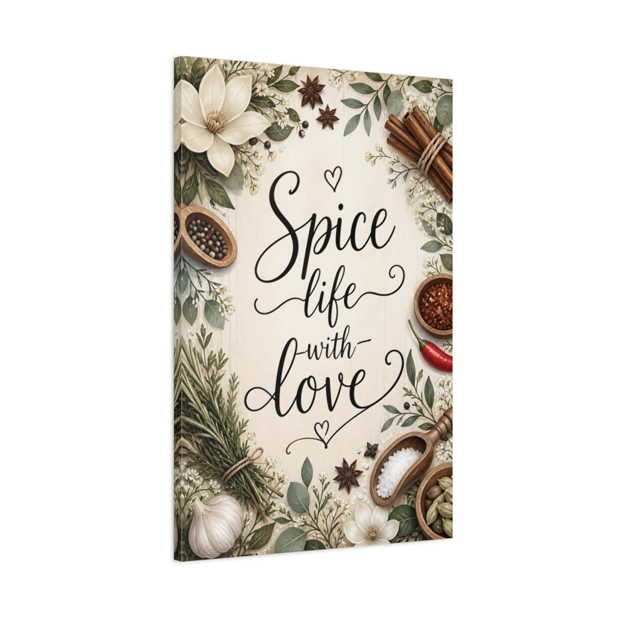 Main Mockup. Spice Life Quotes Sign shown as canvas print
