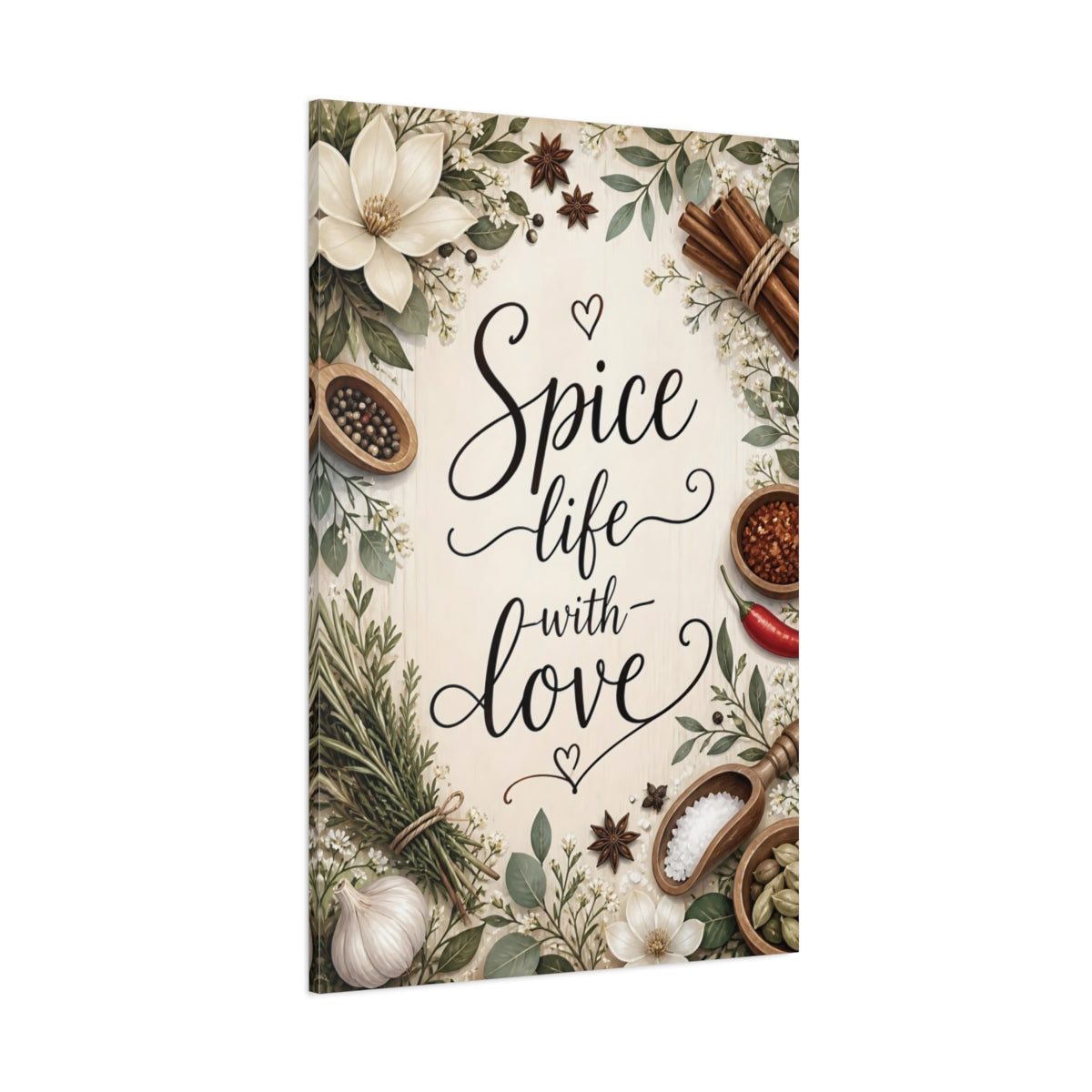 Side Mockup 1. Spice Life Quotes Sign shown as canvas print