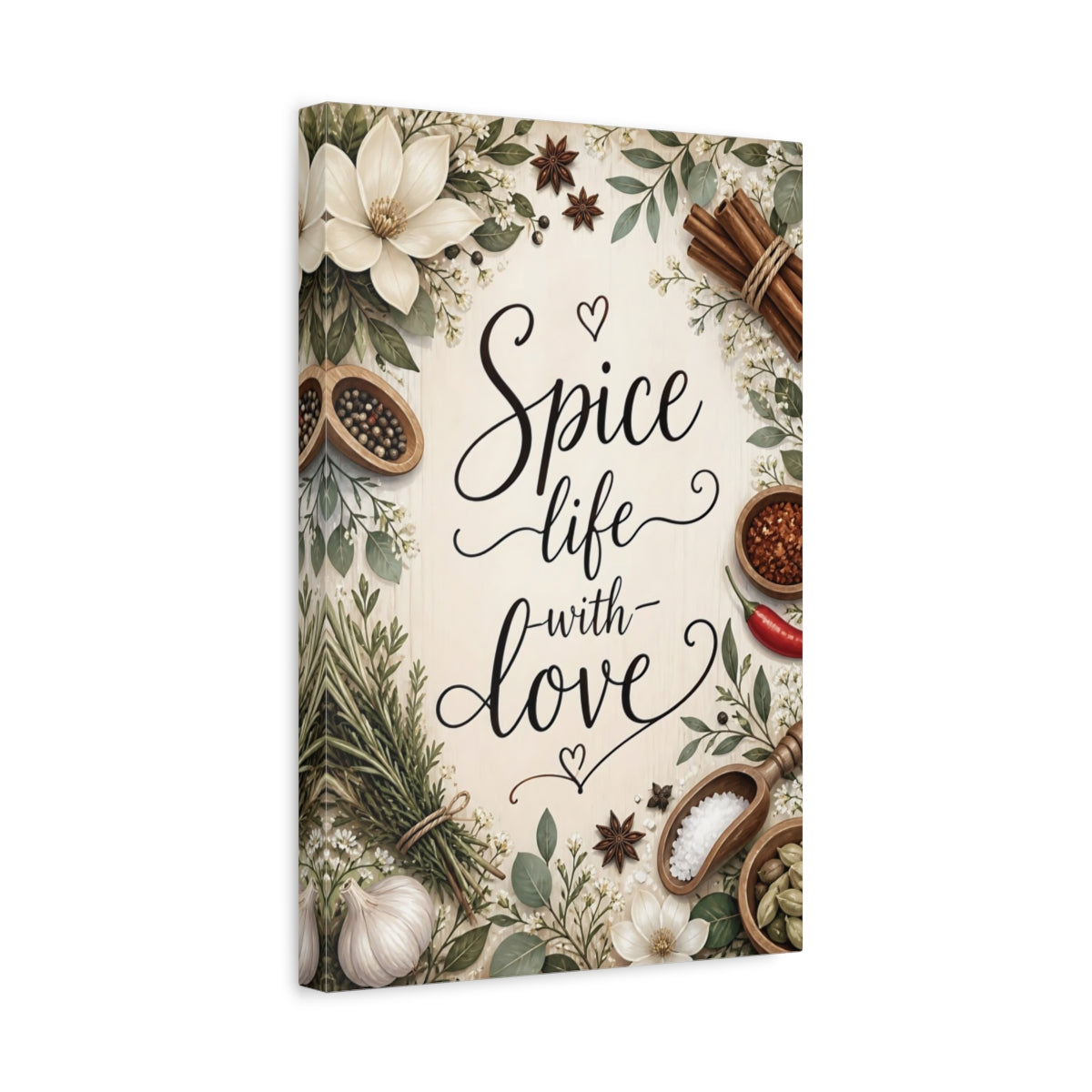 Side Mockup 4. Spice Life Quotes Sign shown as canvas print