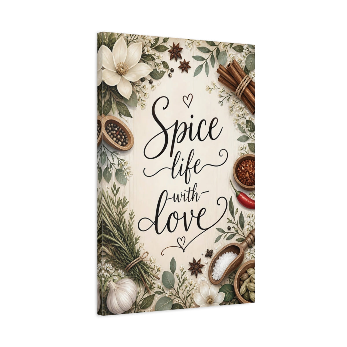 Side Mockup 2. Spice Life Quotes Sign shown as canvas print