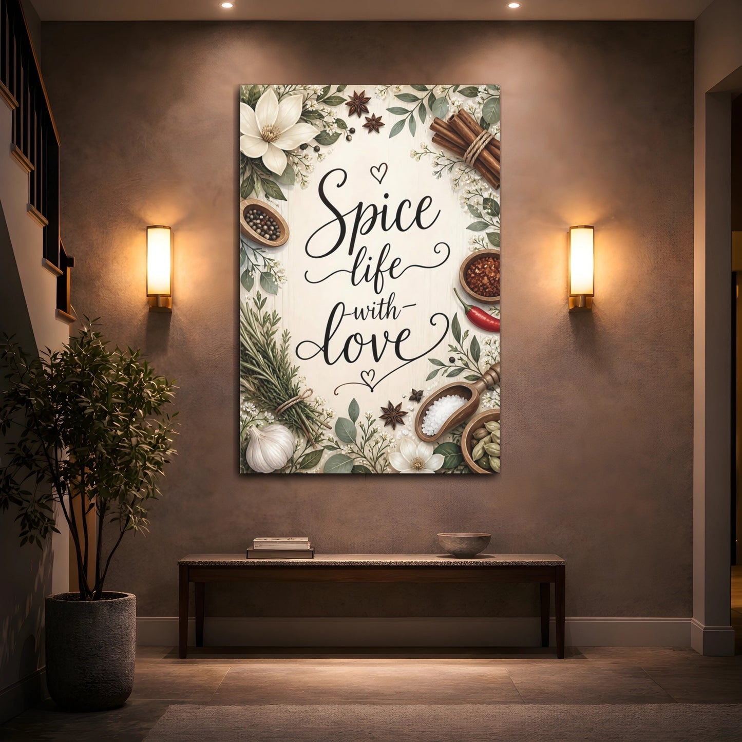 Mockup 2. Spice Life Quotes Sign shown as canvas print