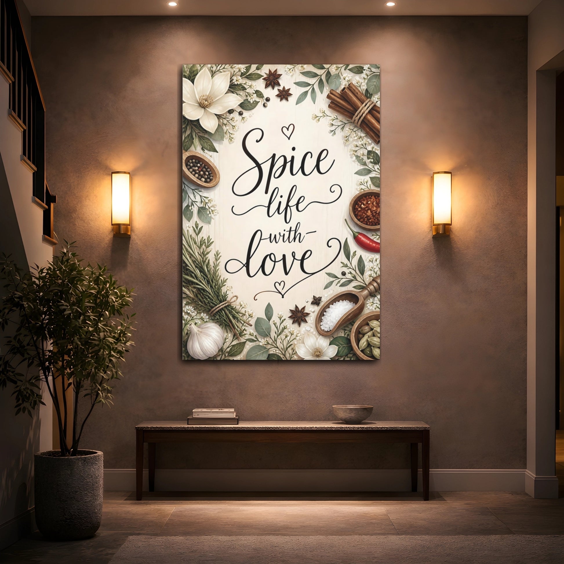 Mockup 2. Spice Life Quotes Sign shown as canvas print