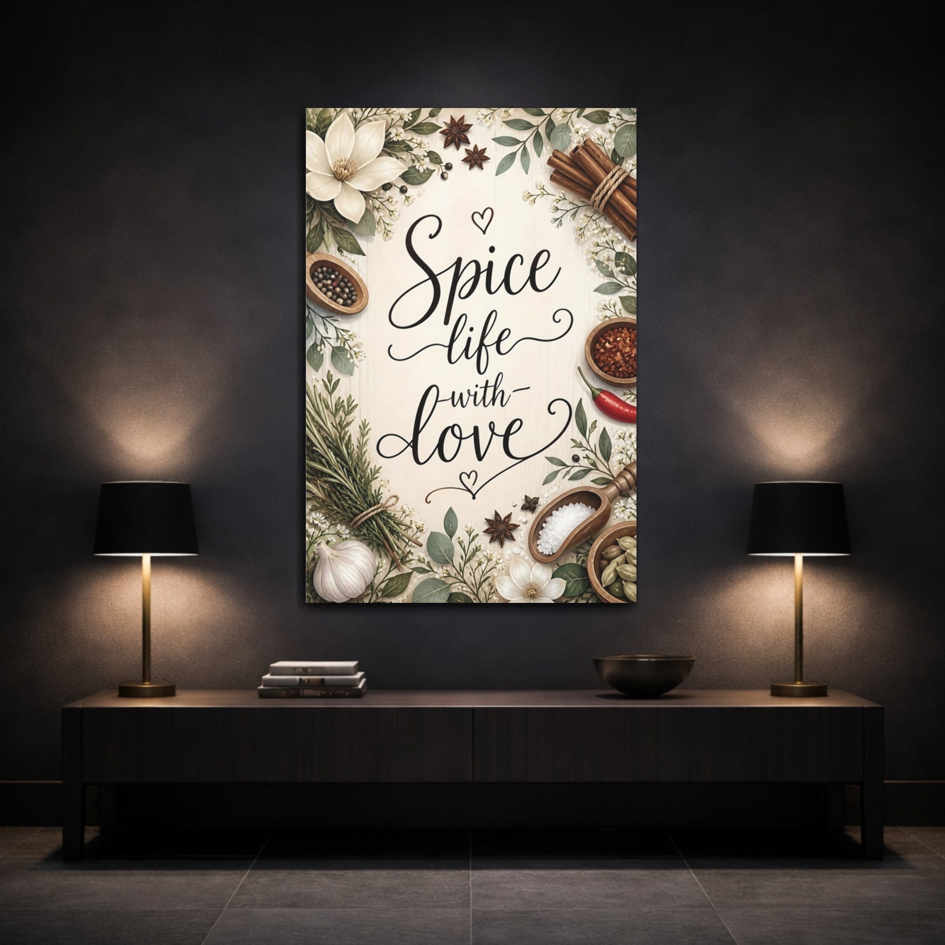 Mockup 3. Spice Life Quotes Sign shown as canvas print