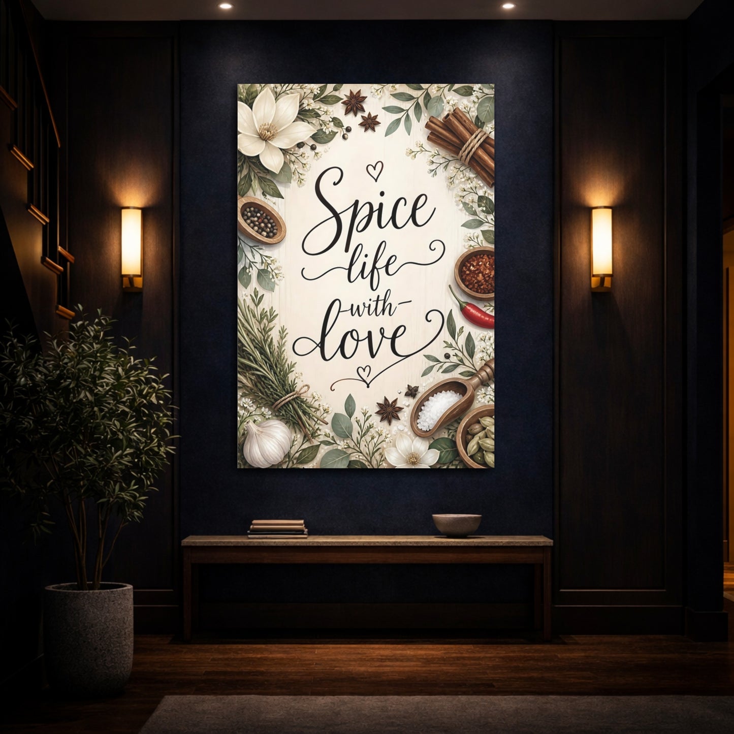 Mockup 4. Spice Life Quotes Sign shown as canvas print