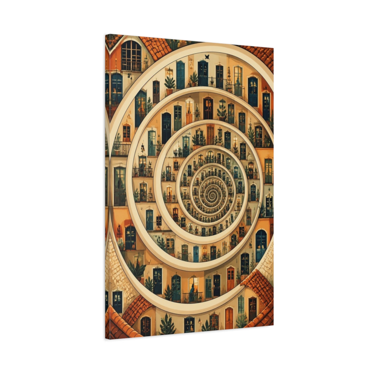 Main Mockup. Spiral Apartment Illusion shown as canvas print